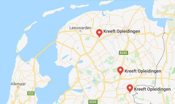 opleidingscentra kreeft in Hoogeveen, Drachten en Hardenberg